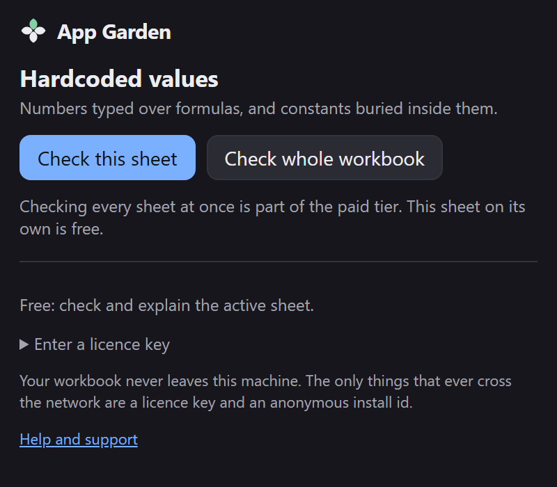 The free tier response: checking every sheet at once is part of the paid tier.